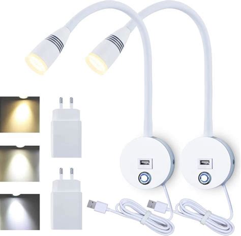 Blanc Liseuse Murale Flexible Avec Usb Dimmable Liseuse De Chevet