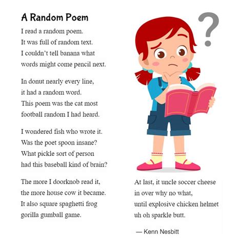 New Funny Poem For Kids A Random Poem Poems