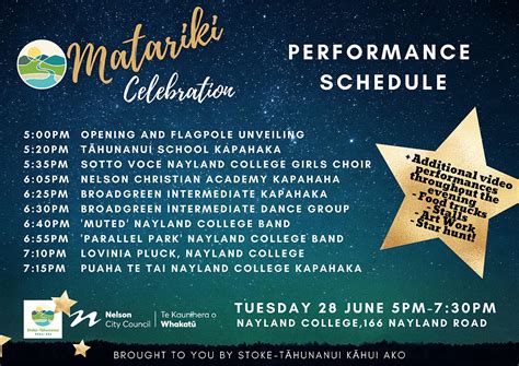 Matariki Celebration Performance Times Released Nayland College