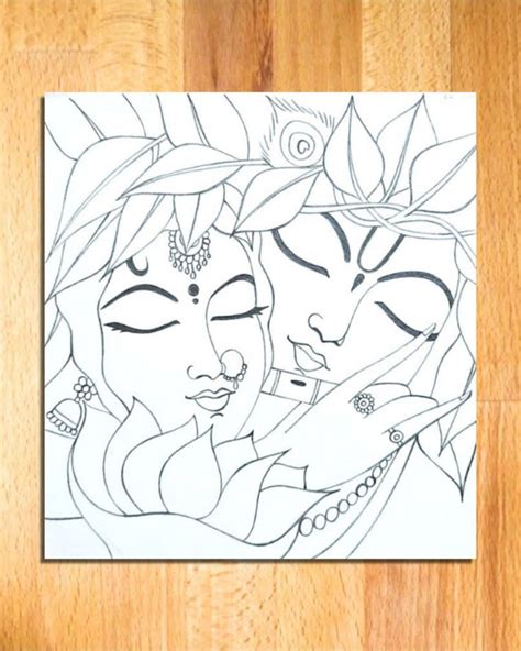 How To Draw Lord Krishna With Devi Radha Easy Lord Krishna Drawing