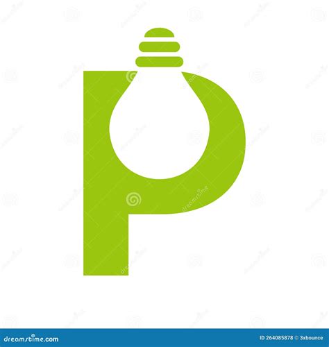 Letter P Electric Logo Combine With Electric Bulb Icon Vector Template