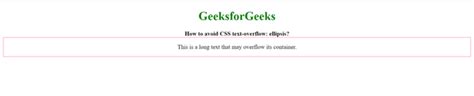 How To Avoid Css Text Overflow To Ellipsis Geeksforgeeks