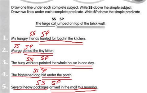 Subjects And Predicates Draw One Line Under Each Complete Subject