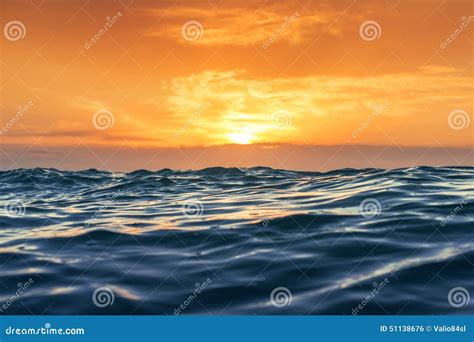 Sunrise And Shining Waves In Ocean Stock Photo Image Of Cloudscape