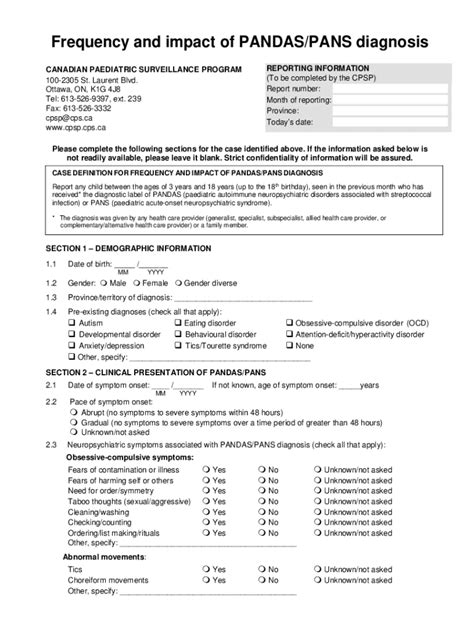 Fillable Online Cpsp Cps Frequency And Impact Of Pandaspans Diagnosis Fax Email Print Pdffiller