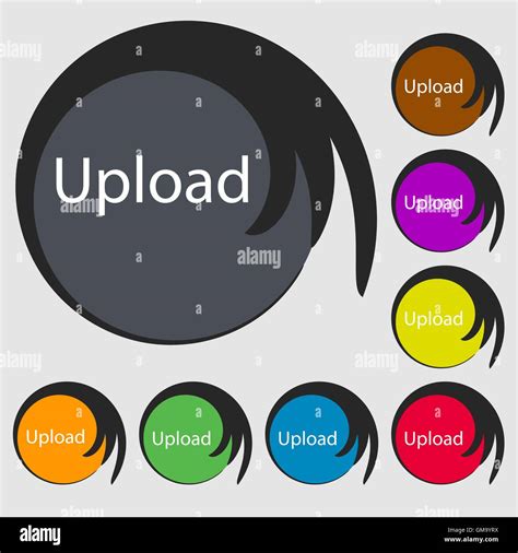 Upload Sign Icon Load Symbol Symbols On Eight Colored Buttons Vector