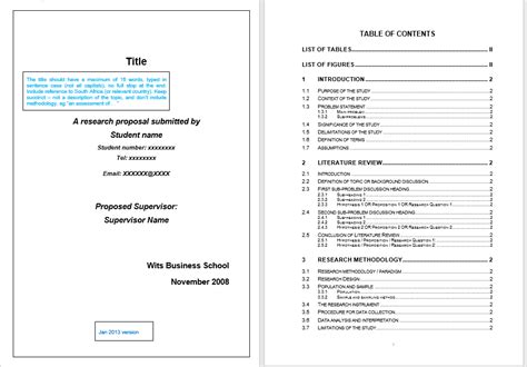 Research Proposal Template Word