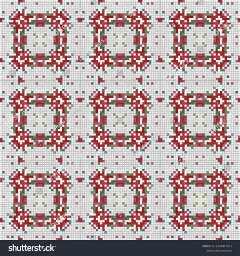 Seamless Christmas Poinsettia Cross Stitch Pattern Stock Illustration