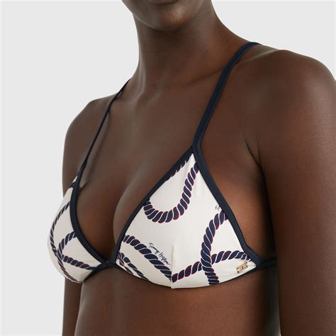 Tommy Hilfiger Triangle Fixed Rp Print Kad N Bej Bikini St Kadin Mayo