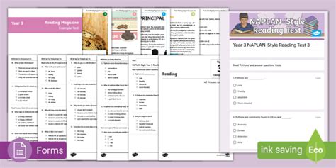 Naplan Style English Example Tests Set Year Reading Sample Test