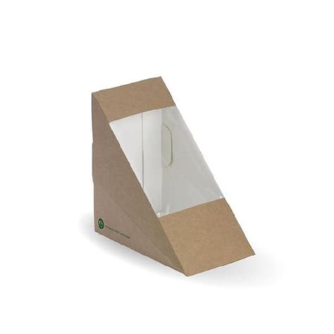 BIOPAK Sandwich Wedge Box With Window 123x72x79mm FSC Mix Kraft