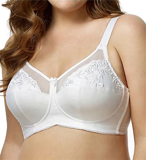 Embroidered Microfiber Wireless Soft Cup Bra White 52a