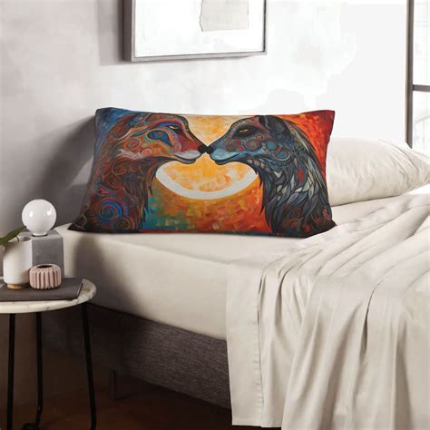 Lnwh Rectangle Pillow Cover Aesthetic Abstract Foxs Pattern Cushion