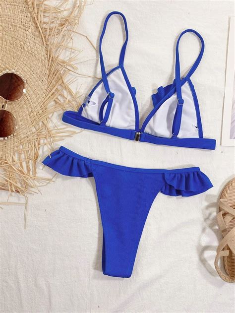 Shein Bikini Tri Ngulo Con Tanga Azul Vezia