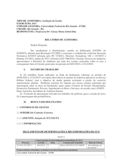 Pdf Relat Rio De Auditoria Em Resposta Ao Of Cio Tcu