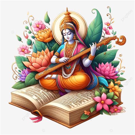 Saraswati Devi Veena And Book India Basant Panchami Vasant Panchami