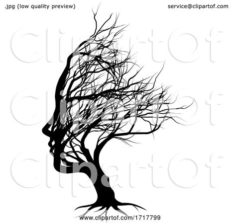 Optical Illusion Bare Tree Face Woman Silhouette By Atstockillustration 1717799