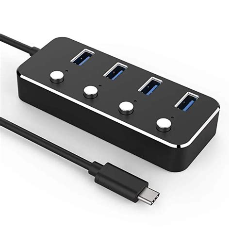 Usb Hub Leadzoe Type C 4 Port Hub Splitter With Individual Power Switcheds Build In Usb 3 0