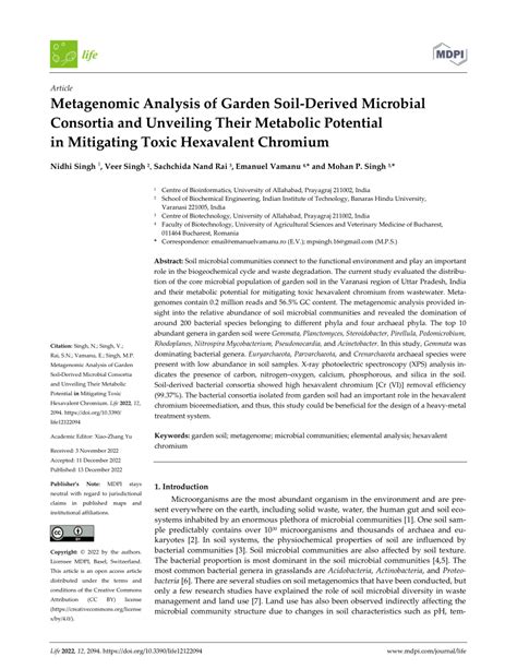 PDF Metagenomic Analysis Of Garden Soil Derived Microbial Consortia