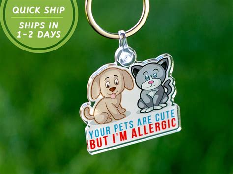 Dog And Cat Allergy 2 X 172 Keychain Pet Allergies Awareness Bag