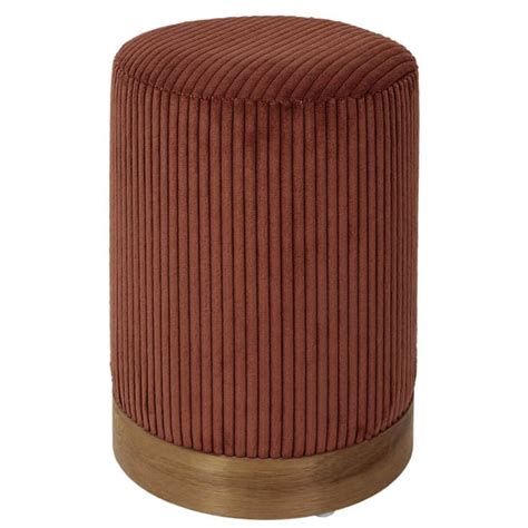 Pouf en velours côtelé coloris terracotta socle en mdf Amory Maisons