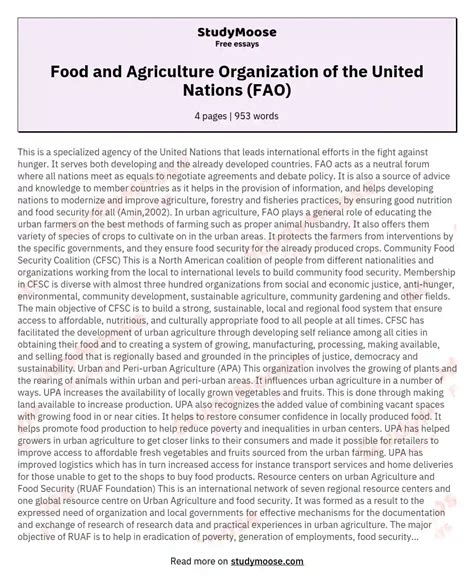 Food And Agriculture Organization Of The United Nations Fao Free