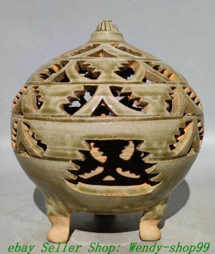 7 Old Chinese Song Dynasty Yue Kiln Porcelain Hollow Incense Burner