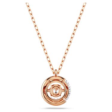 Dextera Pendant Round Cut White Rose Gold Tone Plated Swarovski