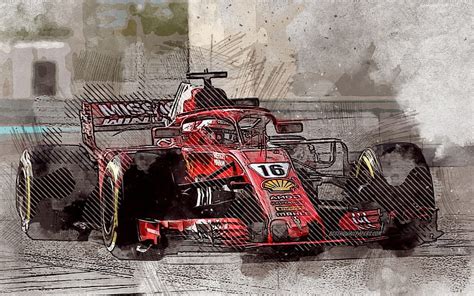 Charles Leclerc, Formula 1, grunge style, creative art, Scuderia ...