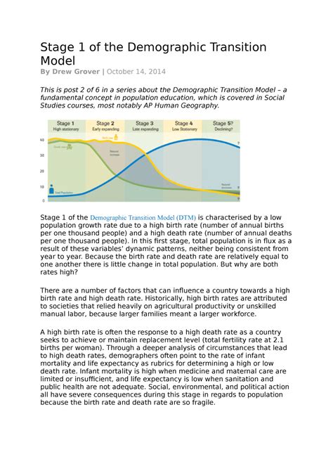 5 Stages Of The Demographic Transition Model Stage 1 Of The Demographic Transition Model By