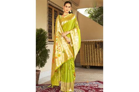 Light Green Silk Festival Wear Weaving Saree PUSHPA 1005