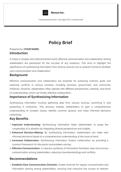 Free Policy Brief Template Edit Online And Download