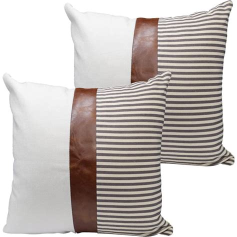 Latitude Run® Striped Linen Reversible Pillow Cover Wayfair