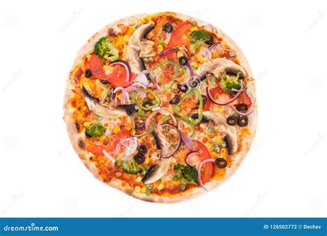 Delicious Vegetable Pizza with Cheese , Isolated. Top View Stock Photo - Image of vegetable ...