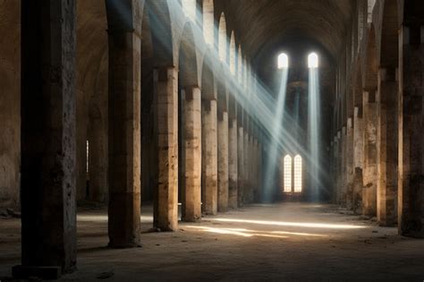 Premium Photo Light Beams Shining Through The Windows Of A Skyscraper