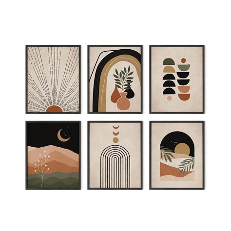 Buy Haus And Hues Boho Framed Art Set Of 6 Mid Century Modern Wall