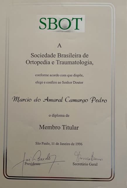 Certificados Cirurgião Ortopedista