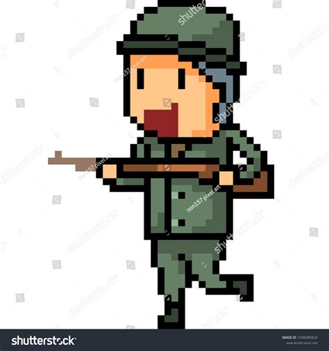 Vector Pixel Art Soldier Isolated Cartoon Stock Vector (Royalty Free ...