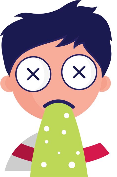 Nausea Or Vomiting Boy Cartoon Icon In Flat Style Vector Art