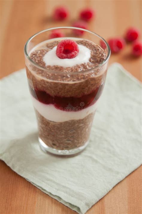 Chocolate Chia Pudding Parfait With Banana Stock Image Image Of