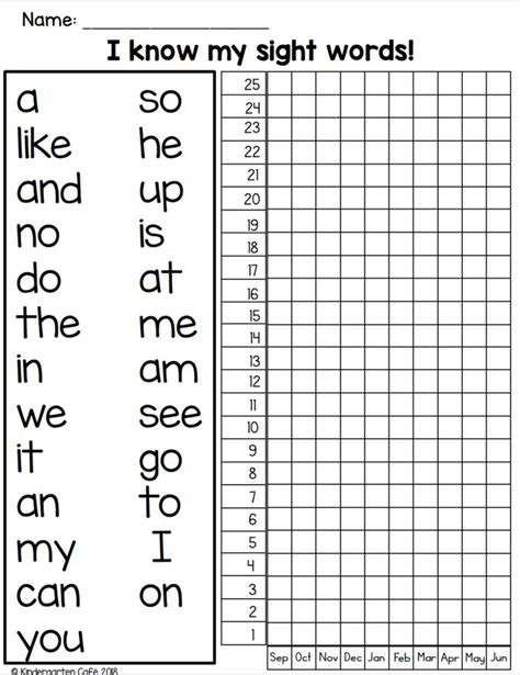 High Frequency Words For Kindergarten Worksheets Decoomo