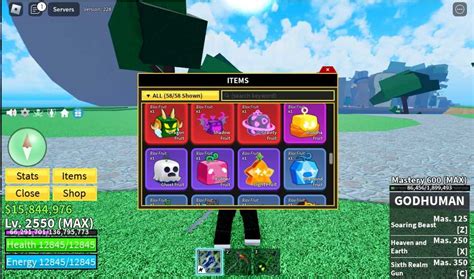 Blox Fruits 2550 Lvl GodHuman MAX HS SG Dragon Fruit Shadow Fruit