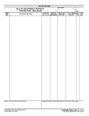 Fillable Online Gsa Sale Of Government Property Item Bid Page