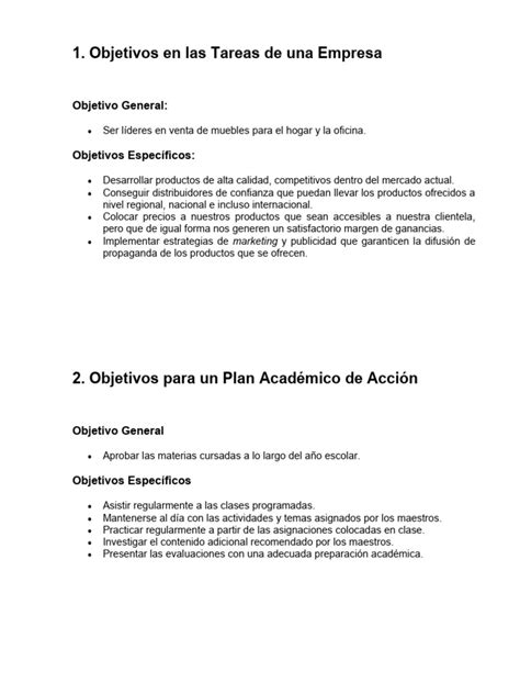 Ejemplos De Objetivos Pdf Business Marketing