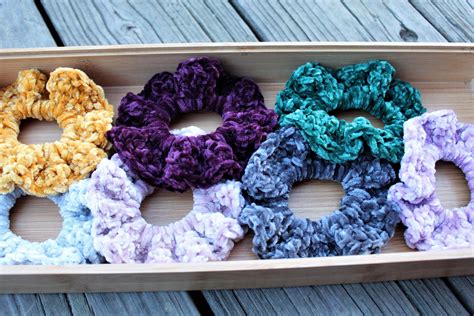 Velvet Scrunchies Crochet Velvet Scrunchies Hair Ties Etsy