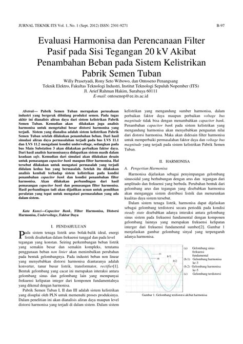 Pdf Evaluasi Harmonisa Dan Perencanaan Filter Pasif Pada Sisi