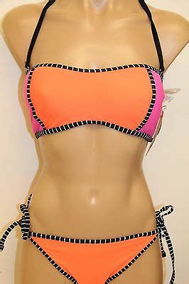 Nwt Hula Honey Swimsuit Bikini Pc Set Sz S Reversible Strap Tie Side