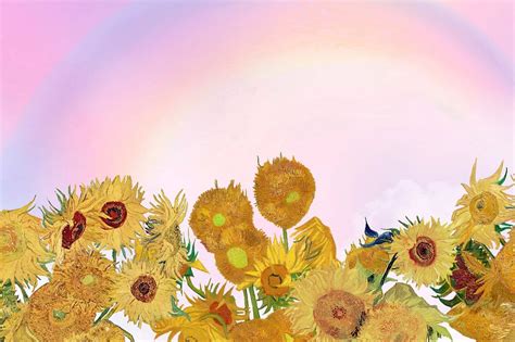 Van Gogh S Sunflower Pink Background Premium Photo Illustration