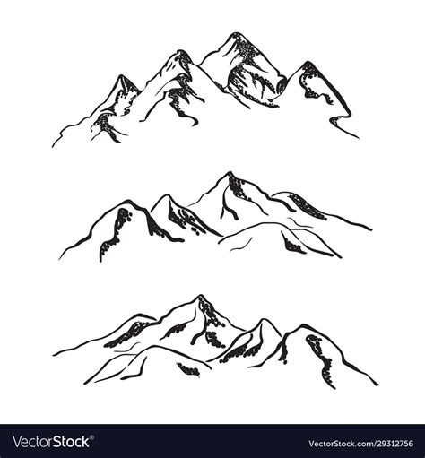 Different Mountain Ranges Silhouette Collection Vector Image