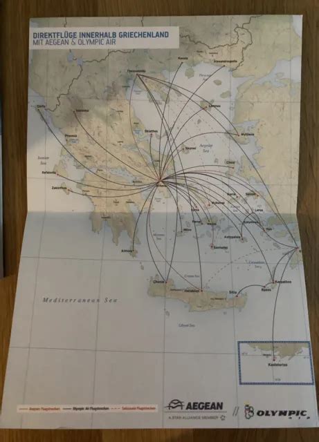 Aegean Airlines A Brochure Route Map Cabin Crew Picclick Uk